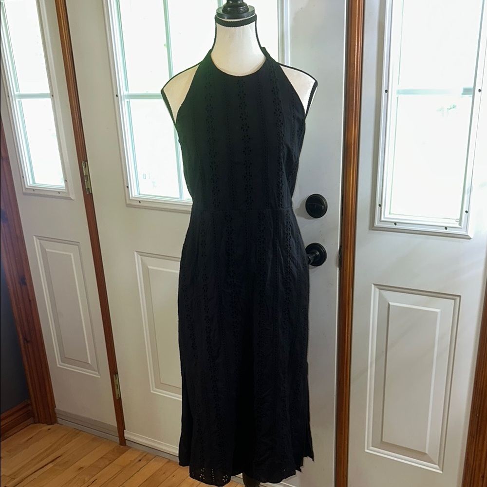 ALI & JAY Black Eyelet Halter Midi Dress